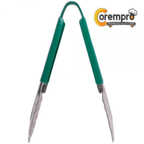 9-stainless-steel-green-coated-handle-tong-scalloped