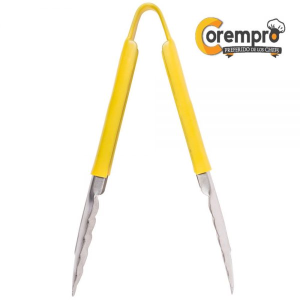 9-stainless-steel-yellow-coated-handle-tong-scalloped