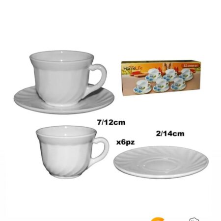 Set de Tazas con Plato Opal 12 Piezas