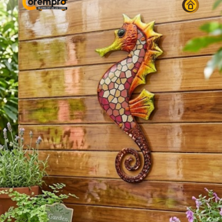 Adorno de Metal Caballo de Mar 37x15 cm