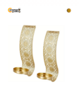 Set de 2 Piezas de Porta Velas de Pared Color Dorado 15 cm
