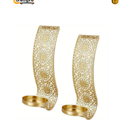 Set de 2 Piezas de Porta Velas de Pared Color Dorado 15 cm