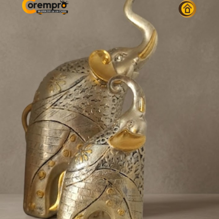 Set Decorativo de 2 Elefantes Dorados
