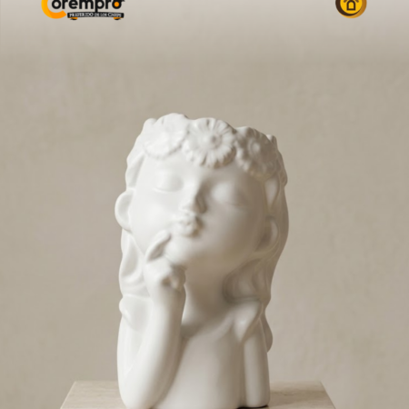 Florero De Cerámica Blanca 22 cm