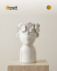 Florero Rostro Cerámica Blanca 22 cm