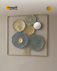 Cuadro Metálico de Pared con Relieve – Dorado y Azul (45x45 cm)