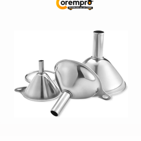 Set de 3 Embudos de Acero Inoxidable con Cepillo