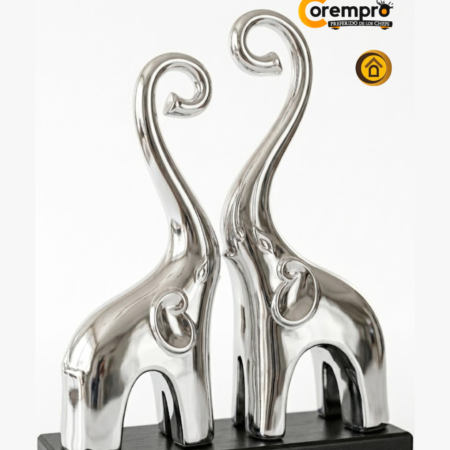 Adorno de Elefantes 2 Piezas Cerámica con Base 30x 12 cm