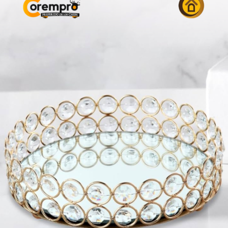 Bandeja Decorativa Dorada 20x20x5.5 cm
