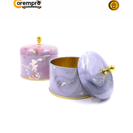 Caja Metálica Redonda Efecto Marmol