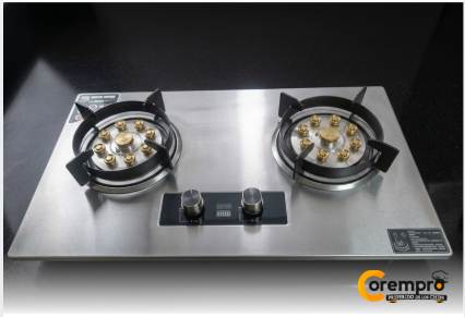 Encimera a Gas de 2 Quemadores Encendido Eléctrico Inox