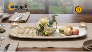 Bandeja Plateada Centro de Mesa 50 x18 x3.5 cm