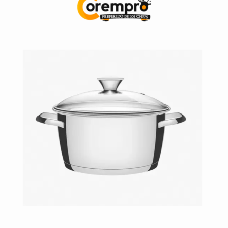 Cacerola de Acero Inoxidable Allegra Tramontina 4.4 Litros con Tapa de Vidrio