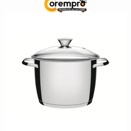 Cacerola de Acero Inoxidable Allegra Tramontina 7.5 Litros con Tapa de Vidrio